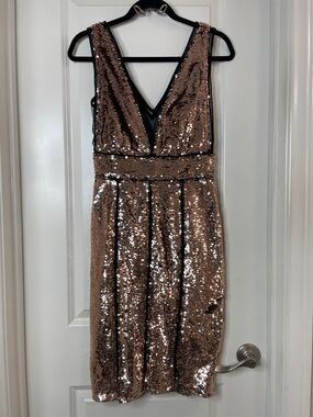 Boston Proper Rose Gold Sequin Midi Dress